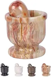 Exquisite Marble Mortar and Pestle Set - Your Ultimate Kitchen Essential for Grinding Spices, Making Guacamole, Salsa, Pesto, and Crushing Pills with Style and Efficiency! (Onyx Green, 2.5 Inch)