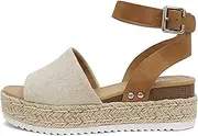Soda Women's Topic Open Toe Buckle Ankle Strap Espadrille Synthetic sandals