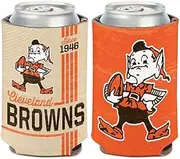 WinCraft 1 Cleveland Browns NFL 12oz Can Cooler Stubby Holder Vintage Brownie ELF Orange & White