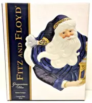 Fitz and Floyd Gregorian Blue Santa Canape Decorative Christmas Plate 2023 NEW