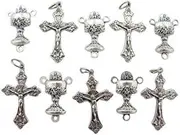 [WJH] Rosary Repair Kit Chalice Communion Cup Centerpiece Silver Tone Cross Crucifix Lot 5 Each