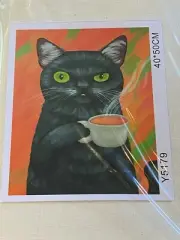 Green-Eyed Black Cat PAINT-by-NUMBERS Kit XDXART Kit 16 x 20” COMPLETE Open Box