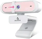 NexiGo N660P 1080P 60fps Webcam with Dual Microphone & Privacy, Auto Focus, Built-in Dual Stereo Microphones for Video Calls, Laptop, Computer, Webcam for Zoom YouTube Skype, Pink