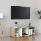 NNEVL TV Cabinet White and Sonoma Oak 107x35x37 cm Chipboard
