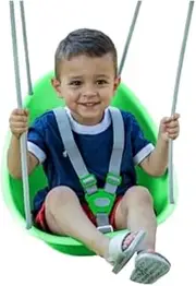 Swurfer Coconut Toddler Swing – Comfy Baby Swing Outdoor, 3- Point Adjustable Safety Harness, Secure, Safe Quick Click Locking System, Blister-Free Rope, Easy Installation, Ages 9 Months and Up