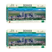 2x 1000pc Masterpieces Puzzle City Colorado Panoramic Denver Jigsaw Game 33x99cm