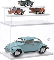 Acrylic Display Case Box Clear Storage Box Countertop Cube for Collectibles, Action Figures, Miniature Figurines Dustproof Protection Storage (Square-Ladder)