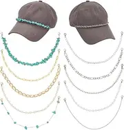 UNICRAFTALE 10Pcs Trucker Hat Chains Decorative Chain Accessory for Caps Tucker Hat Bar Supplies Pearl Turquoise Metal Chains Charms Strap for DIY Baseball Cap Billed Hat Purse