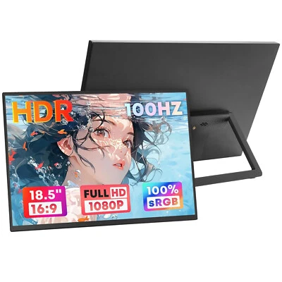 18.5" FHD Portable Monitor 100Hz 100% sRGB Gaming Monitor USB C HDMI HDR Monitor