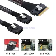 PCI-E Ultraport Slimline SAS Slim 4.0 SFF-8654 8i 74pin to Dual SFF-8087 Mini