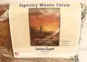Thomas Kinkade The Painter of Light Throw Blanket 50X60 Sunrise Chapel In Bag