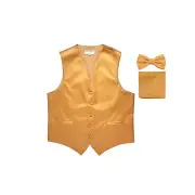 New Men's Vesuvio Napoli Tuxedo Vest Waistcoat Bowtie Hankie set prom party Gold