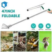 47" Heavy Duty Snake Tongs Grabber Reptile Feeding Pick-up Tool Foldable Catcher