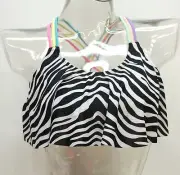 SO Zebra Print Flounce Bikini Top Swimwear Girls Small (7/8)