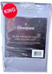 Beautyrest Silky Smooth Satin Standard KING Pillowcases -Set of 2 Lilac Marble