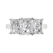 Three-Stone Engagement Ring - White Gold, 4ct Emerald Cut Simulated Diamond