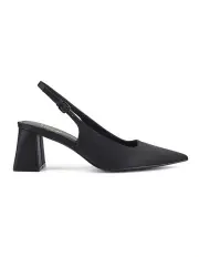 [Siren] Yarra Pointed Toe Slingbacks in Black Satin