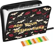 Custom Expandable Folder 13 Pockets A4 Letter Size Customizable Expansion File with Zipper Closure for Classroom Home Office Travel Gothic Style Darkness Red Lips carpeta de