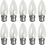 10 x 25W Clear Candle Shaped Light Globes Bulbs Lamps Incandescent B22 Bayonet BC