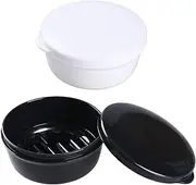 TITATI Soap Holder Travel Case Round Soap Dishes Shampoo Bar Container for Bar Soap, Soap Box for Travel Shower Gym Bathroom (Black + White)