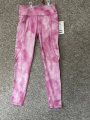 Athletic Works Active Leggings Tie Dye Pink Girls DriWorks Breathable Size M 7/8