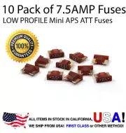 Premium 10 Pack 7.5 AMP Automotive APS ATT Low Profile Mini Blade Fuses 7.5A