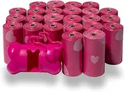 Best Pet Supplies Dog Poop Bags for Waste Refuse Cleanup, Doggy Roll Replacements for Outdoor Puppy Walking and Travel, Leak Proof and Tear Resistant, Thick Plastic - Pink Heart, 360 Bags