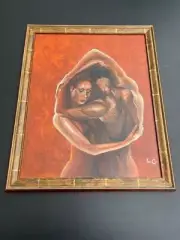 Paintings on Canvas Hand Painted Framed "Love" Size 14" x 17"