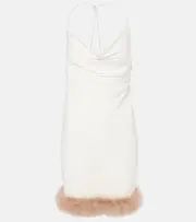 [Coperni] Coperni Boa feather-trimmed jersey minidress AU 16 white