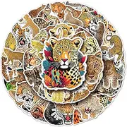 50 Packs Cheetah Stickers Water Bottles Laptop Phone Motorcycle Computer Guitar Skateboard Hydroflasks Animal Vinyl Sticker Waterproof Aesthetic Trendy Decals for Teens Girls Adults