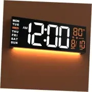 JALL 16" Large Digital Wall Mount Clock, Count Down 16 inches White Orange