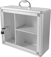 Multi Grid Lockable Medicine Box Portable Wall Mounted Storage Container with Clear Lid for Home Emergency First Aid and Organizing Tools Mid Design