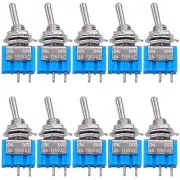 10Pcs DPDT Mini Toggle Switch 6-Pin 2 Position ON/ON Miniature Toggle S