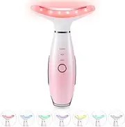 ELISHINE 7 Color Neck Face Massager - Facial Massager Tool for Skin Care at Home, Vibrating Face Massager with Thermals, Pink