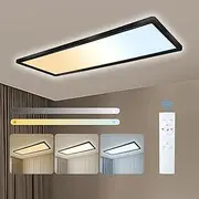 ONDTA LED Flat Ceiling Light, 24 W, Black, 58 x 20 cm, 2700 K - 6500 K, Ceiling Light with Remote Control and Night Light Mode, IP44 Waterproof LED Panel for Kitchen, Living Room, Bedroom, Bathroom,