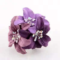 在飛比找Yahoo!奇摩拍賣優惠-2入 真皮 小玫瑰花朵  高貴紫 撞色 胸花 胸針 新娘 髮