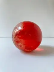 Clear and Red Glass Sphere Crystal Ball Strawberry Swirl Perfect & Large. 6.5"