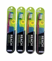 4 Reach Toothbrush Crystal Clean MEDIUM Bristle Hard Toothbrushes with free Caps