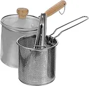 JECOMPRIS 1Set Stainless Steel Deep Frying Pot with Lid and Fry Basket Non Stick Fryer for Cooking Fast Heating for Breakfast and Deep Frying Food