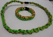 Set of Paracord Necklace, Bracelet Tan 550 Micro Cord U.S. Handmade