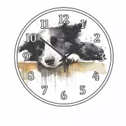 A Lazy Collie Dog Cute Wall Clock Cartoon art 3 size choices Time Piece