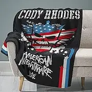 Sleep Squad WWE Cody Rhodes American Nightmare 60” x 80” Raschel Plush Blanket –Wrestling Legend Super-Soft Throw
