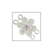 Sterling Silver Hook & Eye Butterfly 2-Strand Clasp w/CZ Purple #51295
