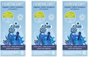 NATRACARE Organic Regular Tampons with Applicator ,16 Count (Pack of 3)