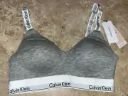 NWT CALVIN KLEIN Modern Cotton Lightly Lined Bralette Bra Gray XS $46