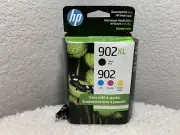 NEW HP 902XL Black & 902 Color Ink Cartridge Combo 4-Pack EXPIRES May 2026