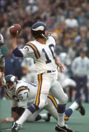 Fran Tarkenton Minnesota Vikings drops back to pass v the Miami D- 1974 Photo 2