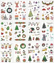 12 Christmas Candle Tattoos - Christmas Transfers, 12 Unique Colorful Water Decals | Christmas Transfers to Decorate Candles, Ceramic Mugs, Create Vacanc Designs