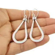 Handcrafted 925 Sterling Silver Teardrop Hoop Earrings Lightweight & Timeless