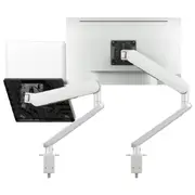 ATDEC ORA Duo High-Performance Dynamic Monitor Arms with Laptop Tray. F-Clamp Desk Fixing. Max Load 8kg. Up to 35" screens. Up to 18" Laptops. White AW-ORA-F-AWM-N-W